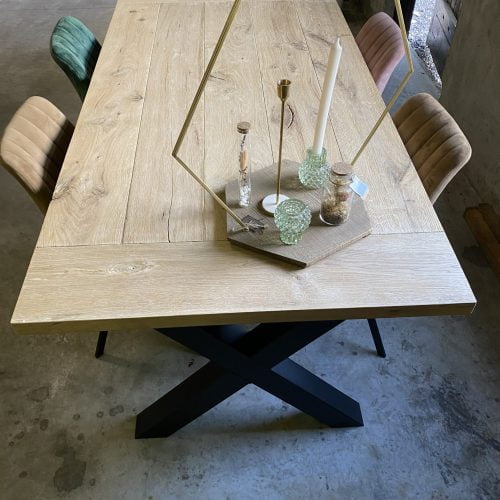 Robuuste tafel met X poten K8x8 en olie box - Afbeelding 12