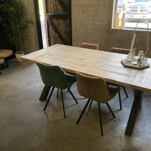 Robuuste tafel met X poten K8x8 en olie box - Afbeelding 9
