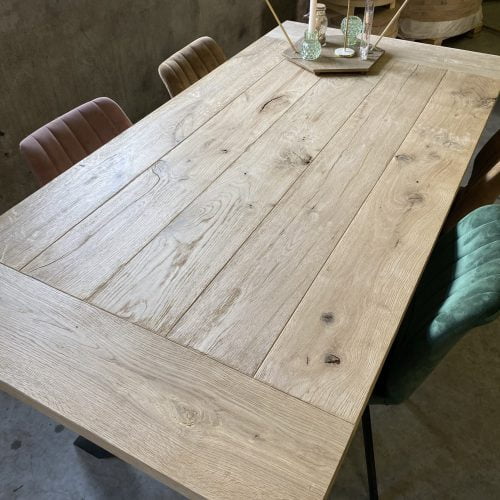 Robuuste tafel met X poten K8x8 en olie box - Afbeelding 8
