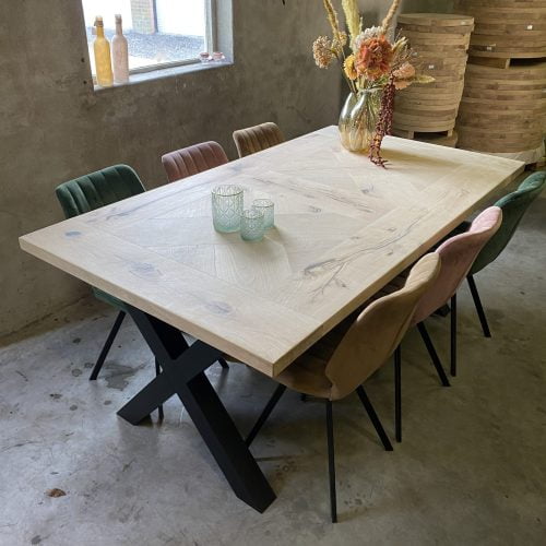Kruis tafel met X poten K8x8 en olie box - Afbeelding 2