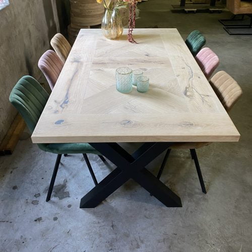 Kruis tafel met X poten K8x8 en olie box