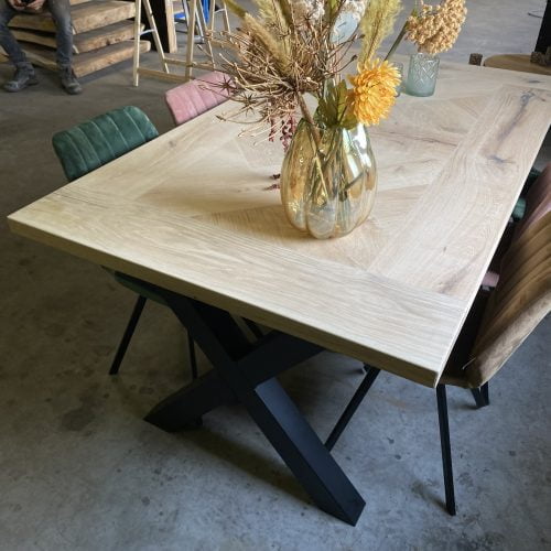 Kruis tafel met X poten K8x8 en olie box - Afbeelding 6